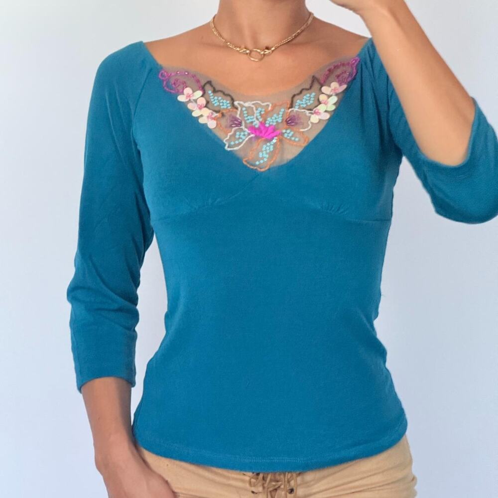 Blue Embellished Top L
